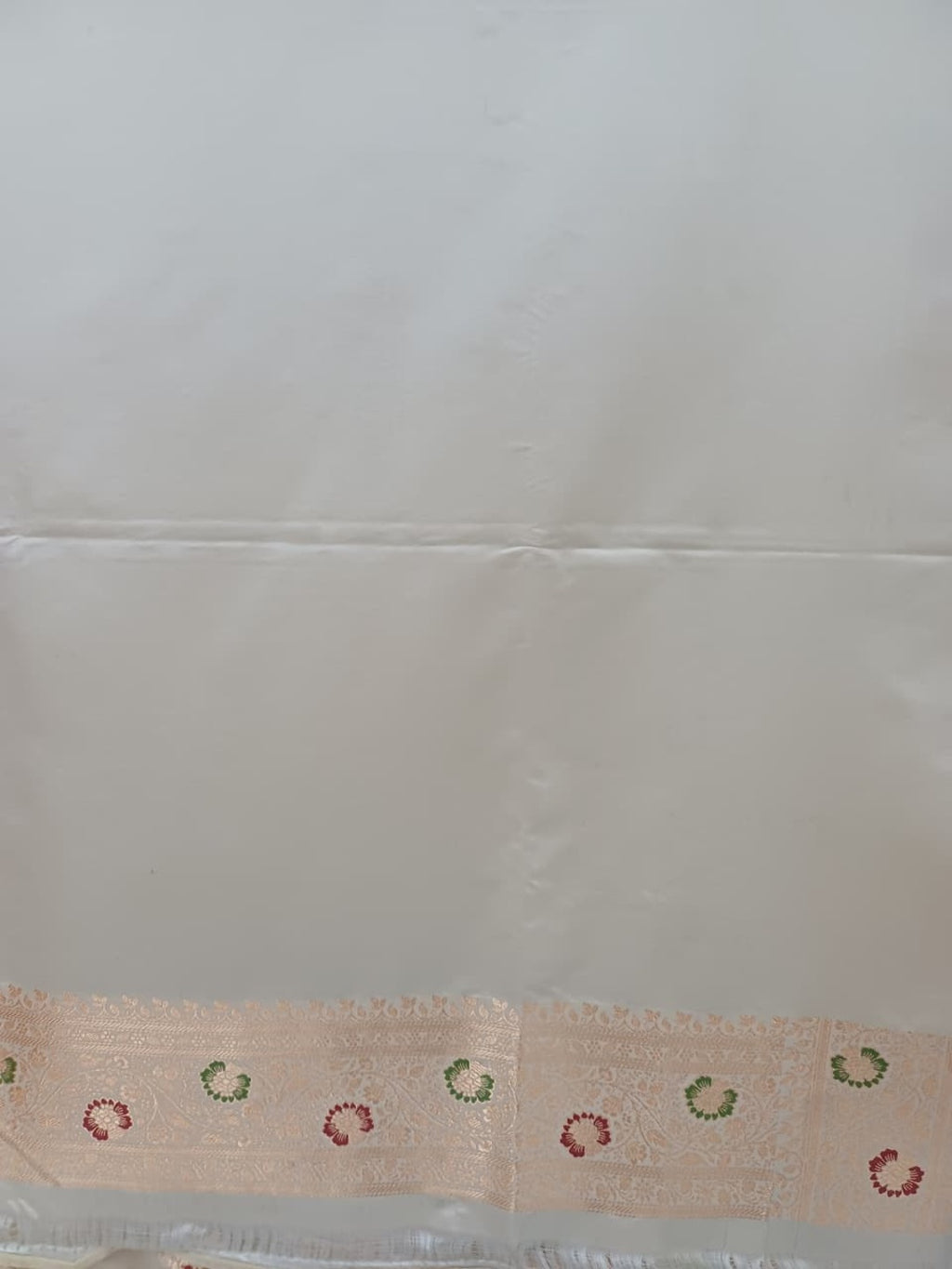 Banarasi Silk Cream &amp; Golden Zari Weaving Work Unstitched Blouse