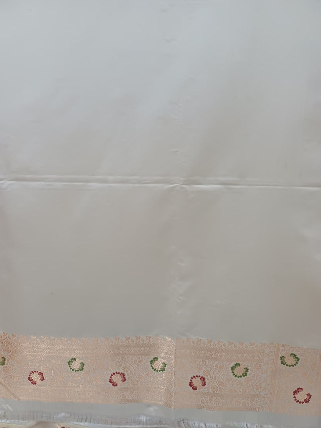 Banarasi Silk Cream &amp; Golden Zari Weaving Work Unstitched Blouse