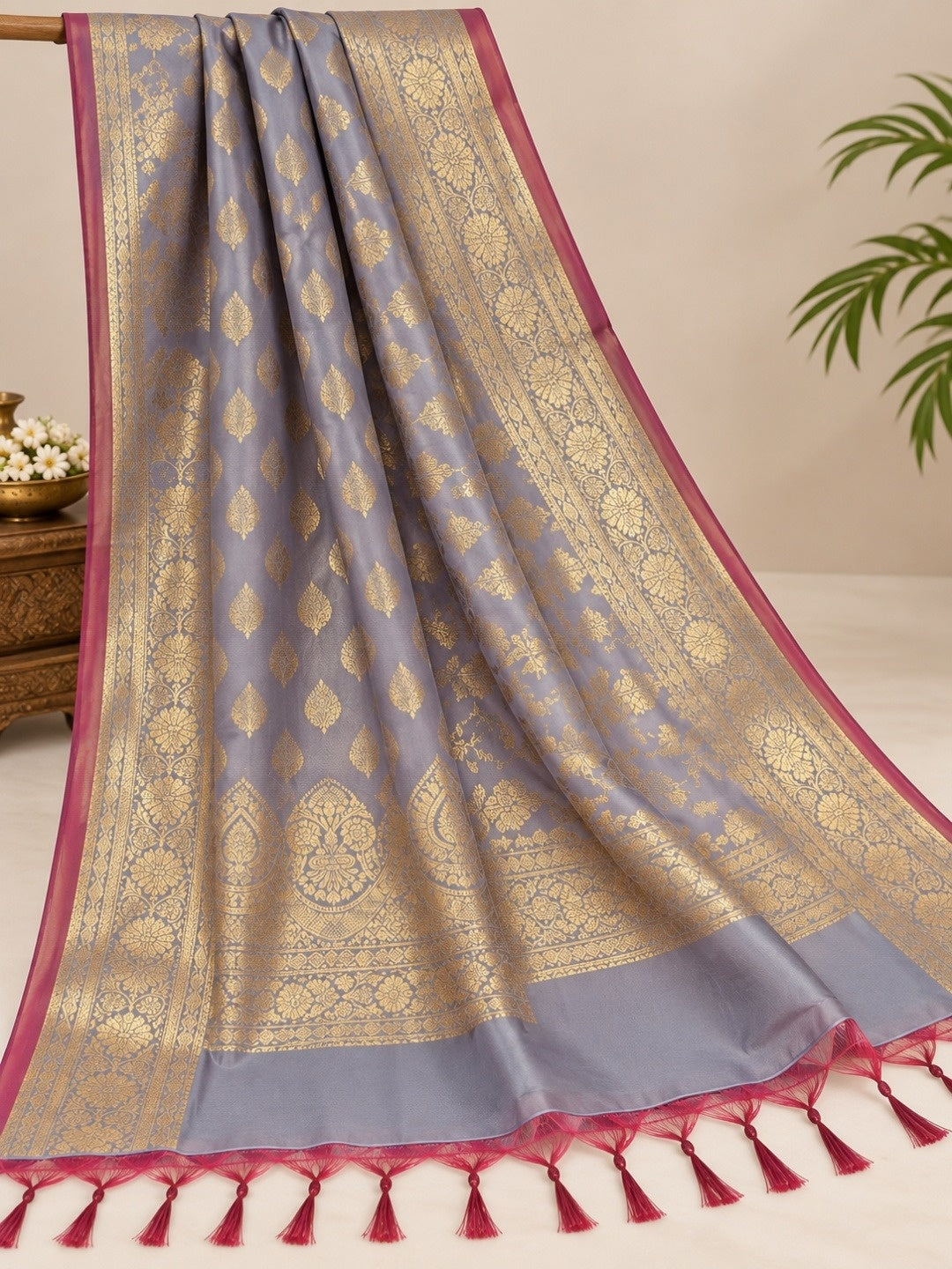 Banarsi Tapeta Silk 3pc Unstitched Suit Zari Weaving Suit