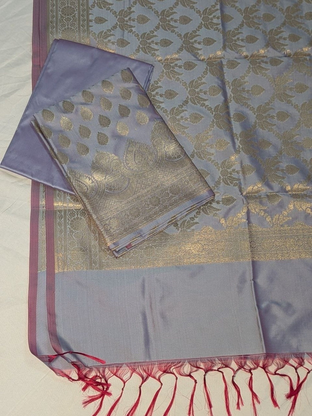Banarsi Tapeta Silk 3pc Unstitched Suit Zari Weaving Suit