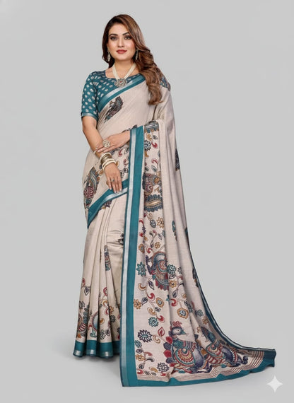 Kalamkari Printed Mul Cotton Saree