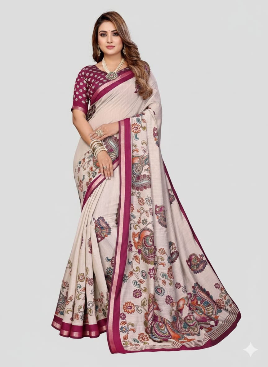 Kalamkari Printed Mul Cotton Saree