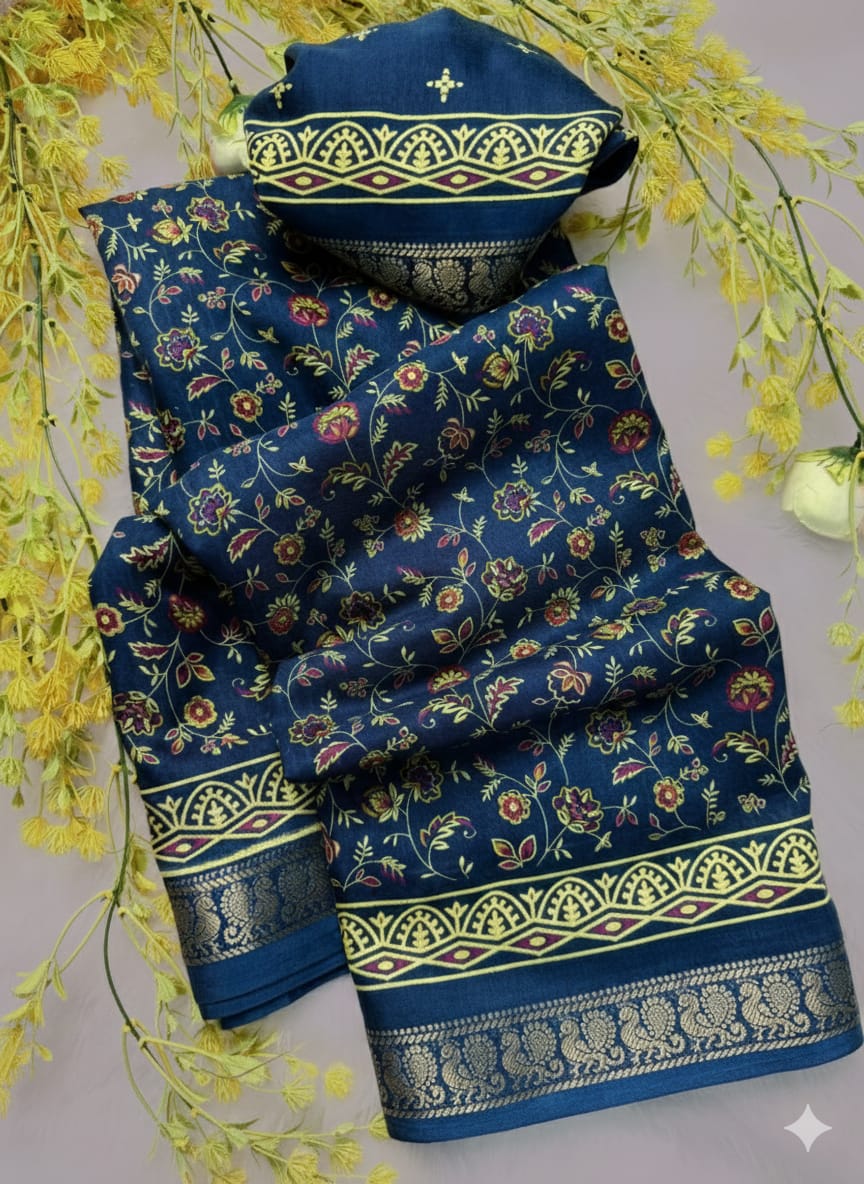 Mul Mul Cotton Silk Saree With Kalamkari Design