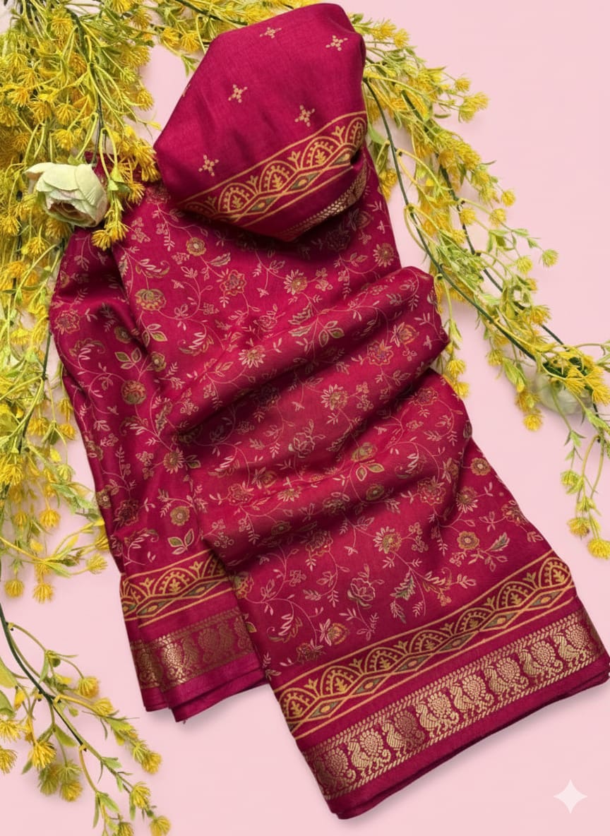 Mul Mul Cotton Silk Saree With Kalamkari Design