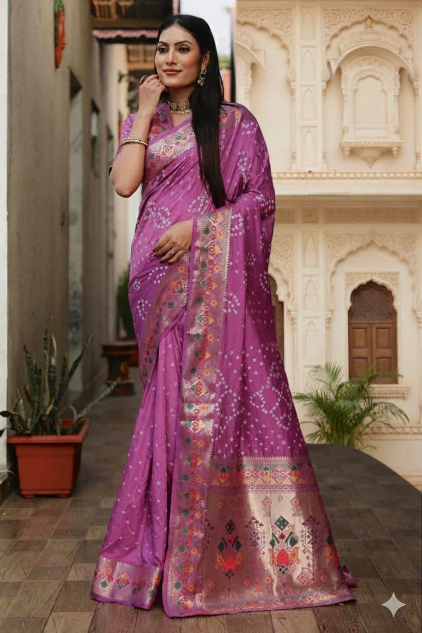 Bandhej Paithani Silk Saree