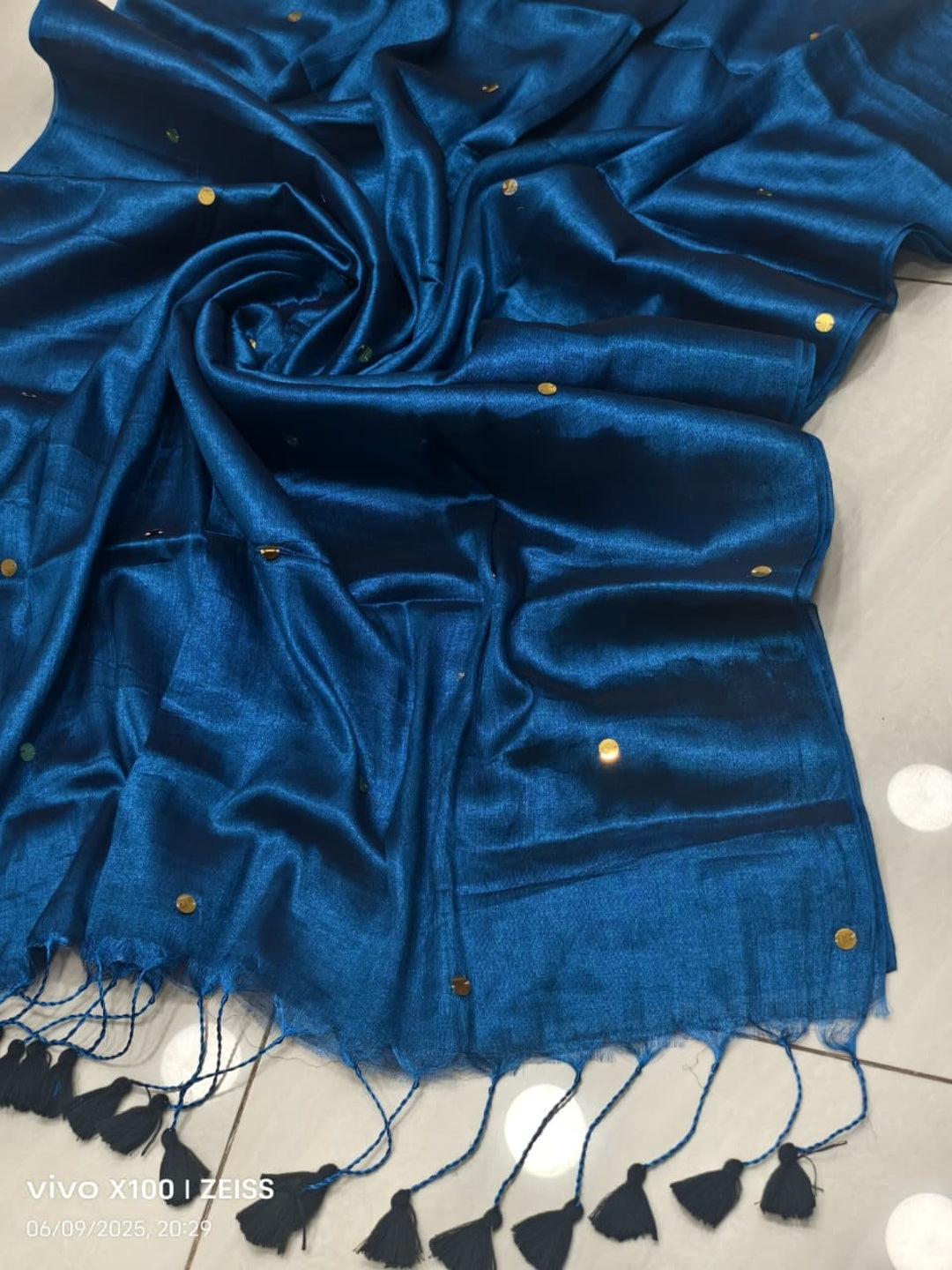 Pure soft Raga Tissue cotton Golden Sequin Saree