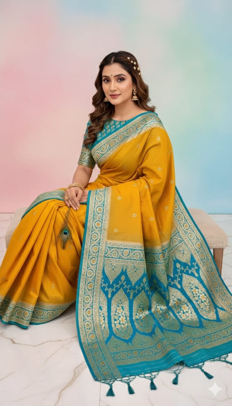 Contrast Bridal Banarasi Saree