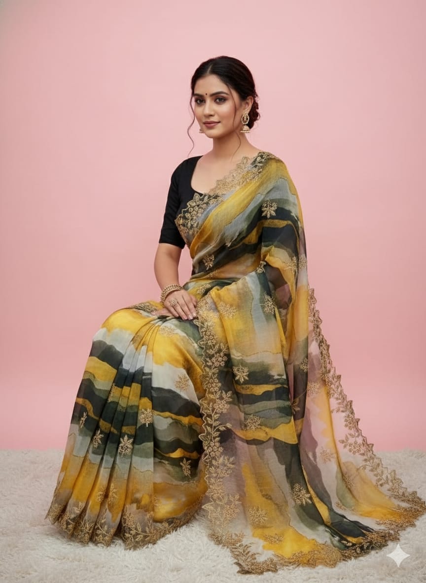 Pure Khadi Organza Saree (D-0311)