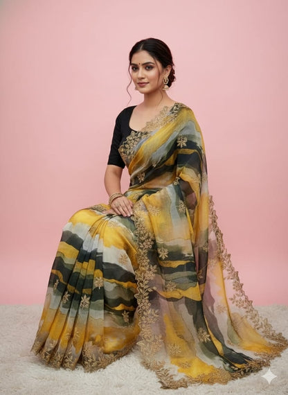 Pure Khadi Organza Saree (D-0311)