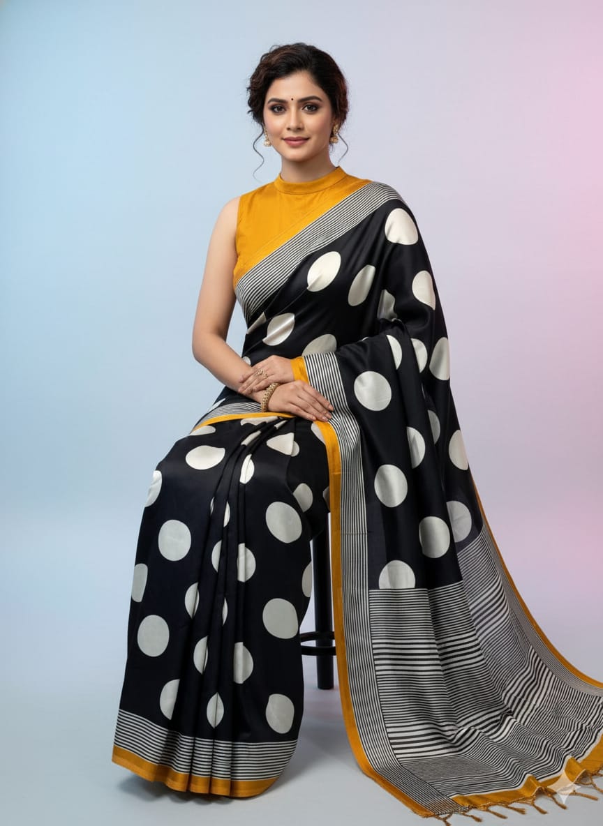 Ajrakh Gajji Bandhej Saree