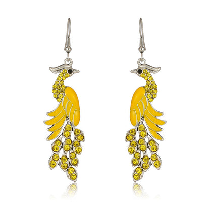 European And American Texture Peacock Earrings Retro