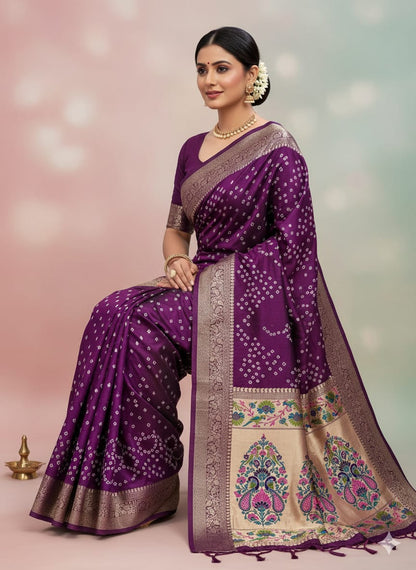 Kanjivaram Border Bandhej Series Saree  (D-1711)