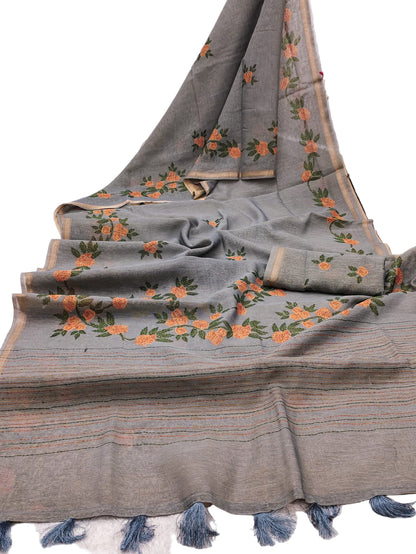 Women Soft Silk Tasapa Saree With Zari Border