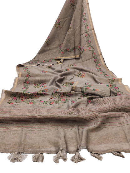 Women Soft Silk Tasapa Saree With Zari Border