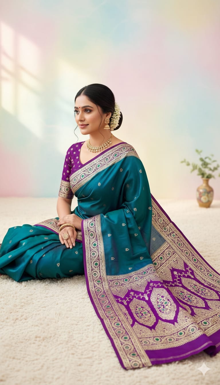 Contrast Bridal Banarasi Saree