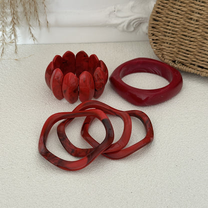 European And American Simple Geometric Blooming Red Bracelet