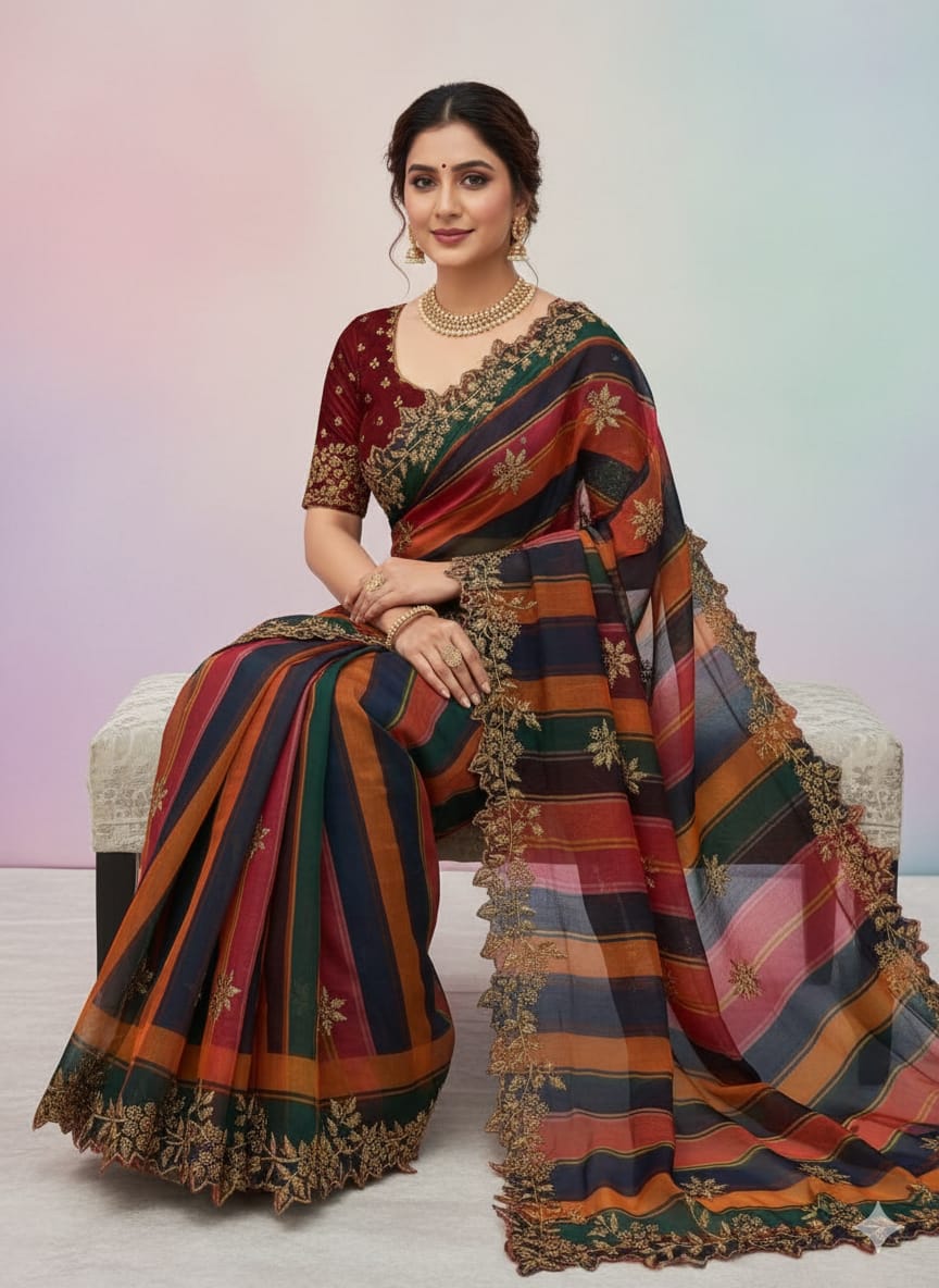Pure Khadi Organza Saree (D-0311)