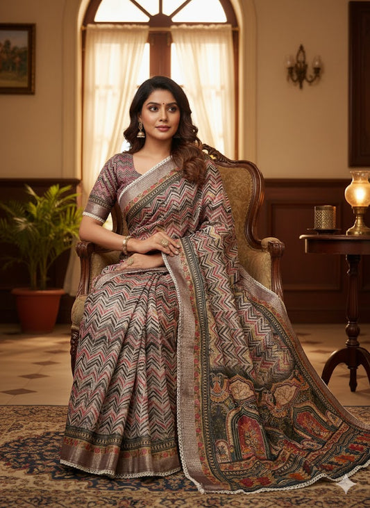Soft Silk Saree With Zari Border