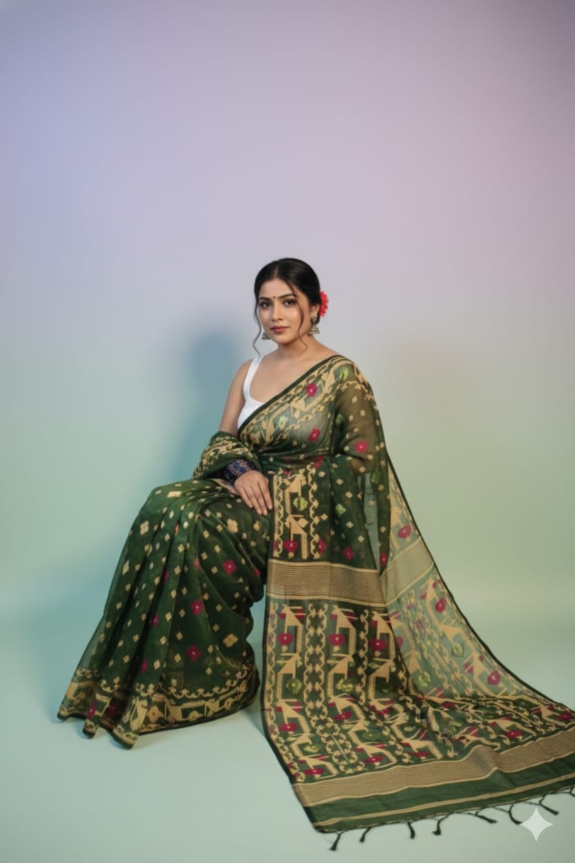Premium Resham Dhakai Jamdani Saree