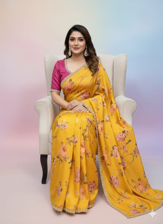 Smooth Chinnon Digital Saree