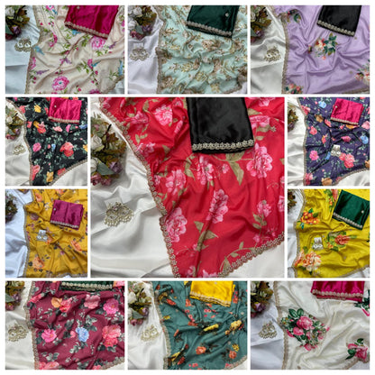 Smooth Chinnon Digital Saree