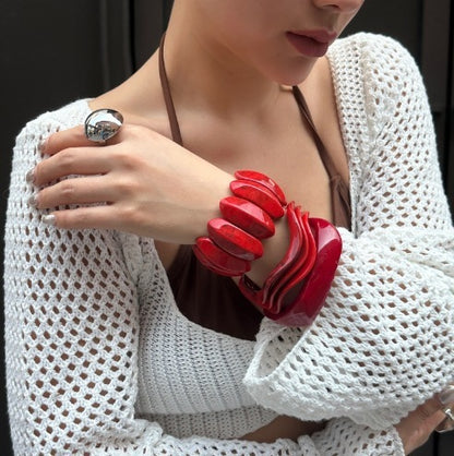 European And American Simple Geometric Blooming Red Bracelet
