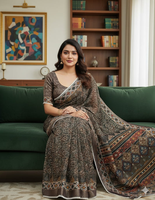 Soft Silk Saree With Zari Border