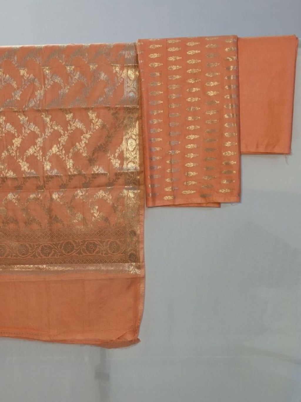 Banarsi Muslin Silk 3pc Unstitched Suit Zari Weaving Suit