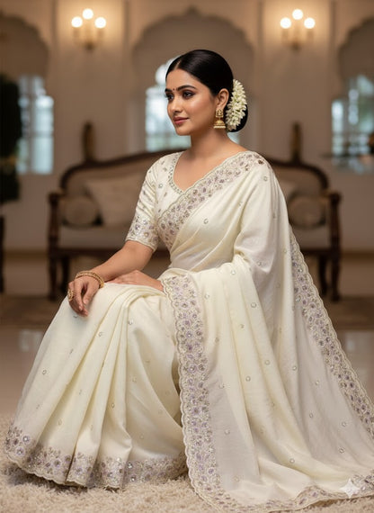 Soft Crush Silk Saree With Thread & Sequince