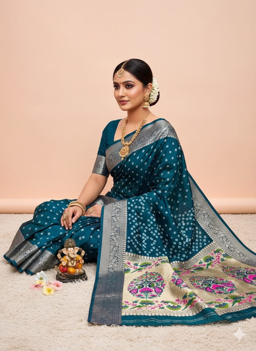 Kanjivaram Border Bandhej Series Saree  (D-1711)