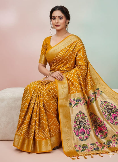 Kanjivaram Border Bandhej Series Saree  (D-1711)