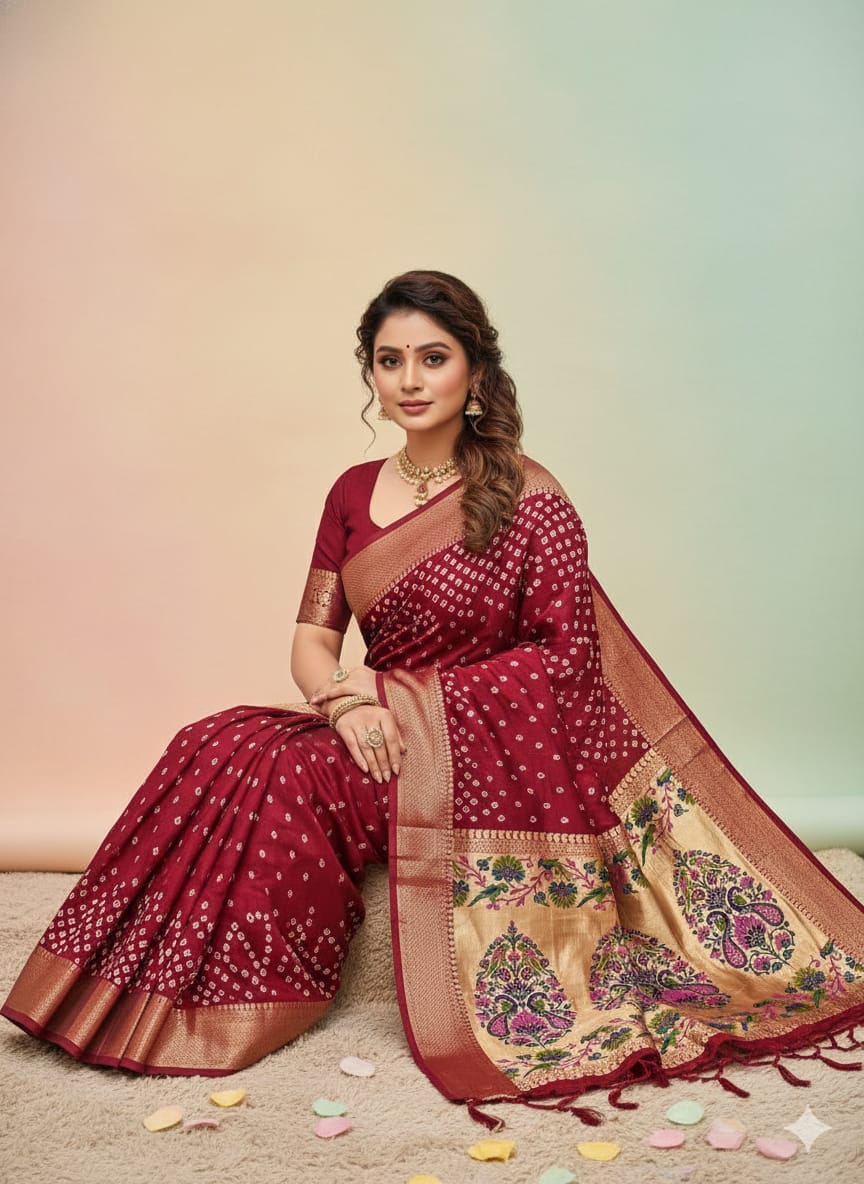 Kanjivaram Border Bandhej Series Saree  (D-1711)