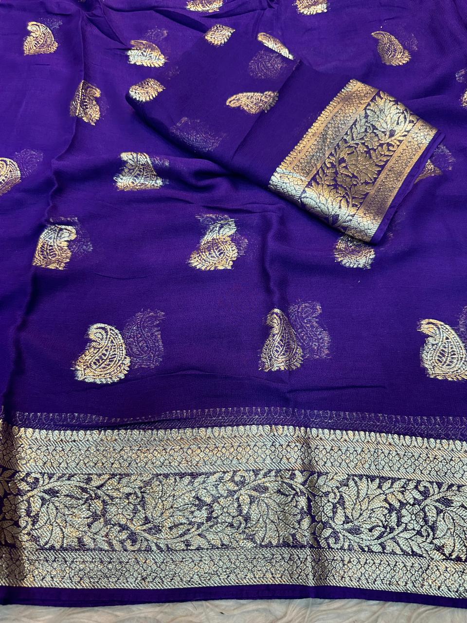 Viscose Georgette Saree With Running Blouse ( J-0709 )