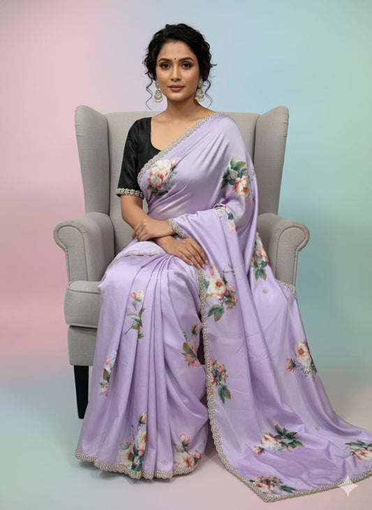Smooth Chinnon Digital Saree