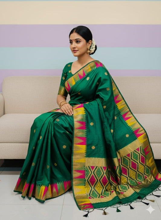 Banarasi Silk Matka Temple Saree