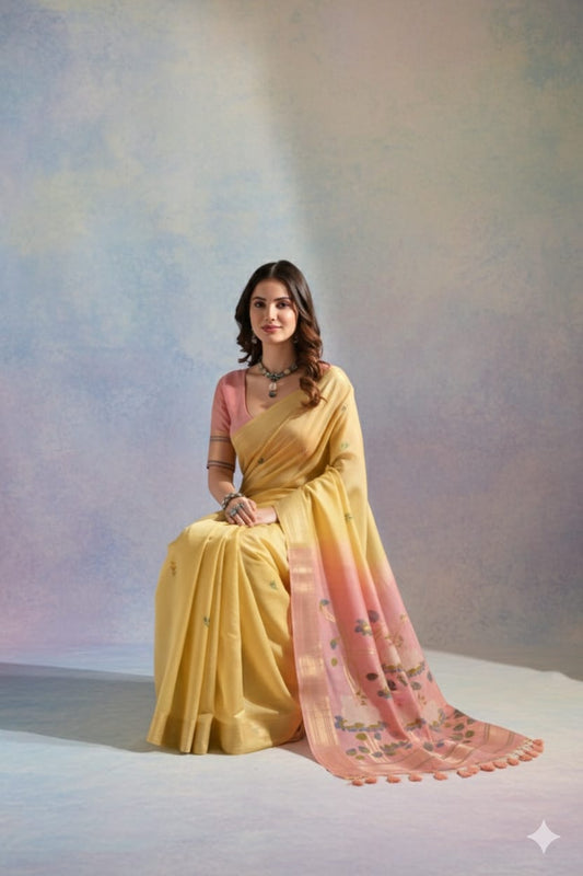 Soft Muga Cotton Saree