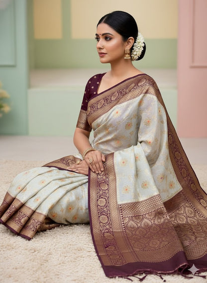 Banarasi Dyeable Semi Dupion Saree