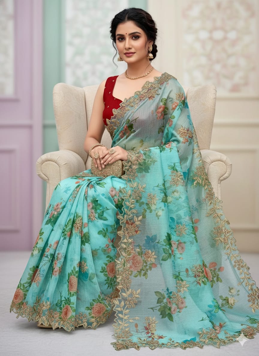 Pure Khadi Organza Saree (D-0311)