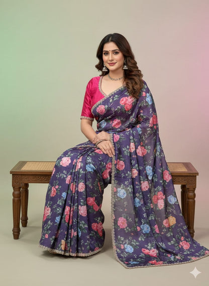 Smooth Chinnon Digital Saree