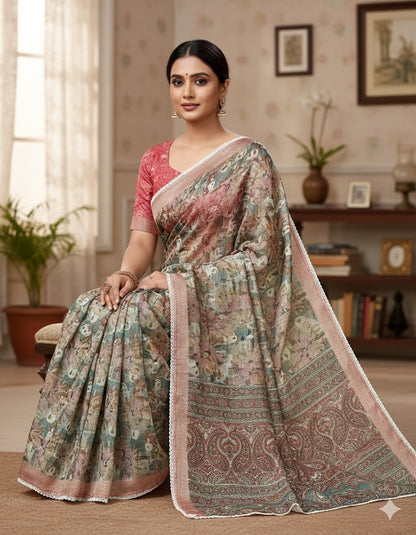 Soft Silk Saree With Zari Border