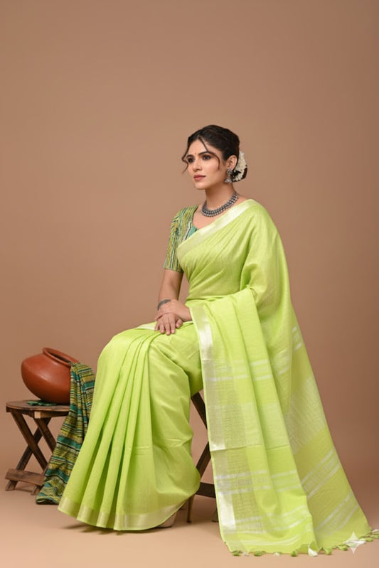 Zori Border Vagolpuri Linen Saree