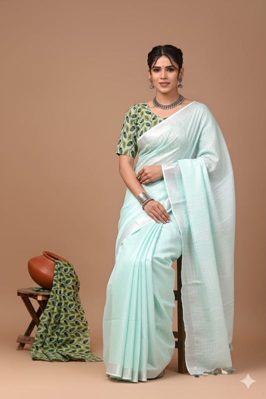 Zori Border Vagolpuri Linen Saree