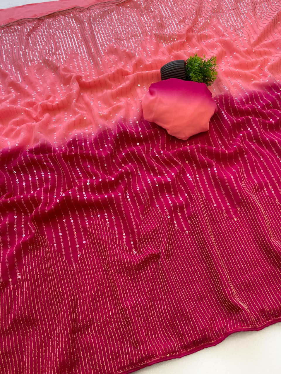 Faux Georgette Heavy Zari & Dual Sequins Work
