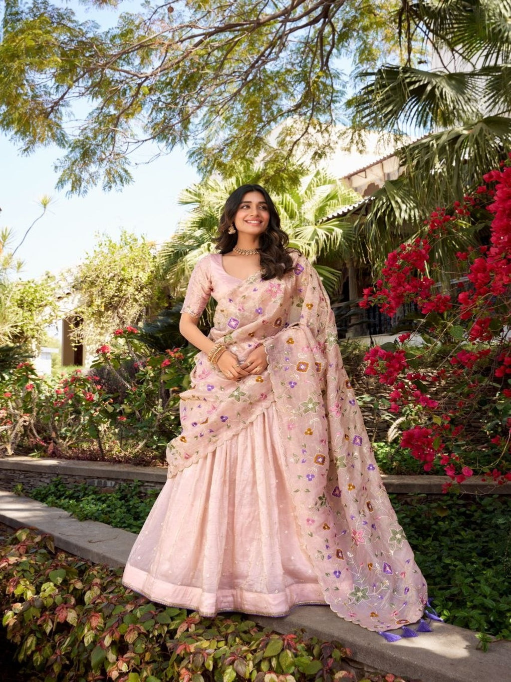 Pink Embellished Lehenga Choli with Dupatta for Wedding &amp; Festive Wear