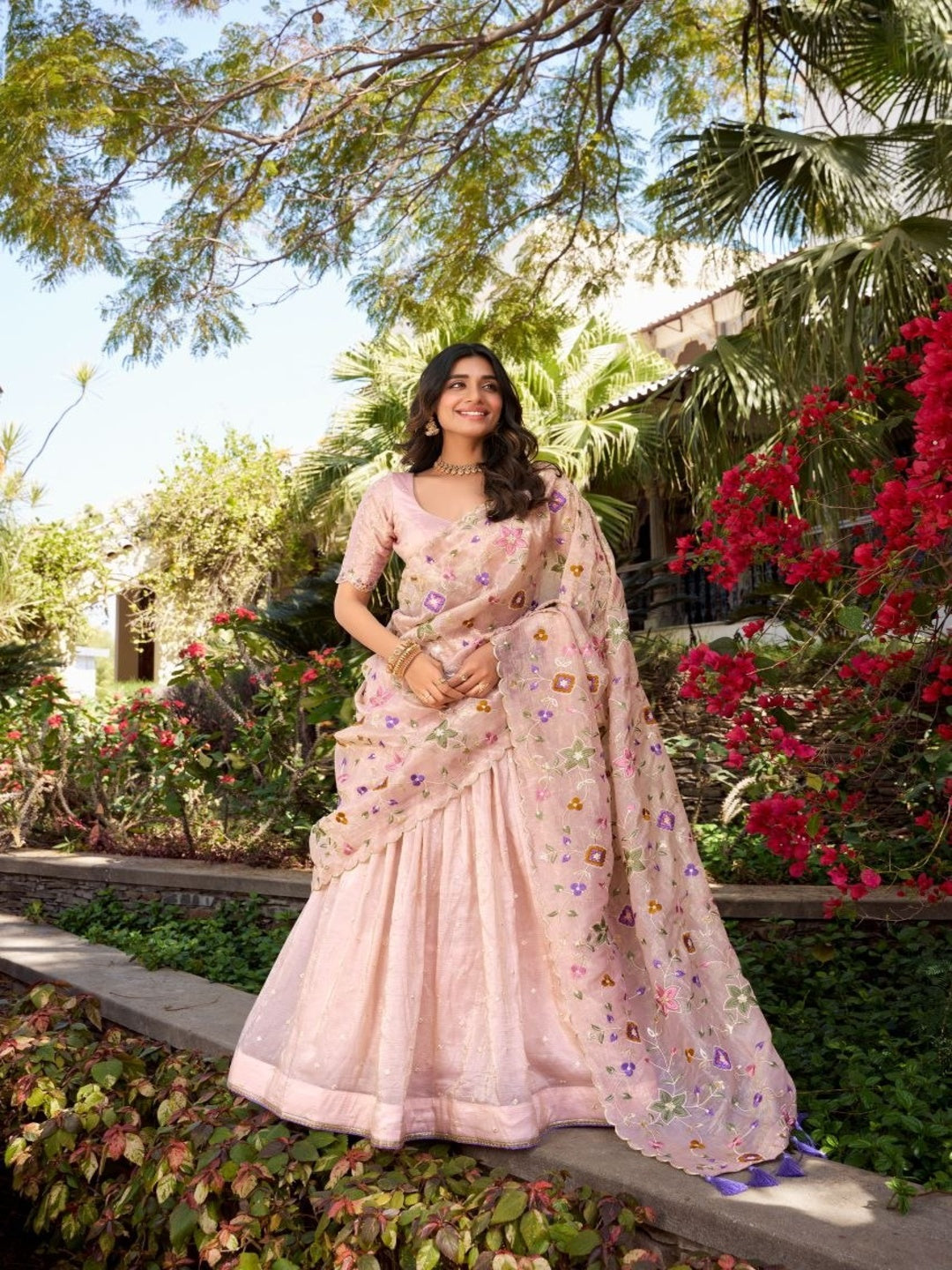 Pink Embellished Lehenga Choli with Dupatta for Wedding &amp; Festive Wear