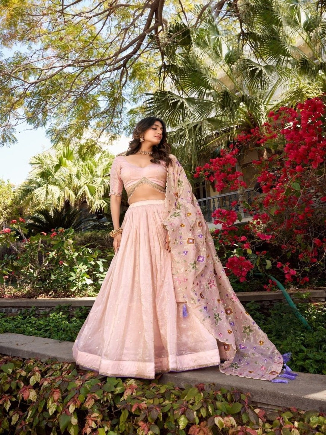 Pink Embellished Lehenga Choli with Dupatta for Wedding &amp; Festive Wear