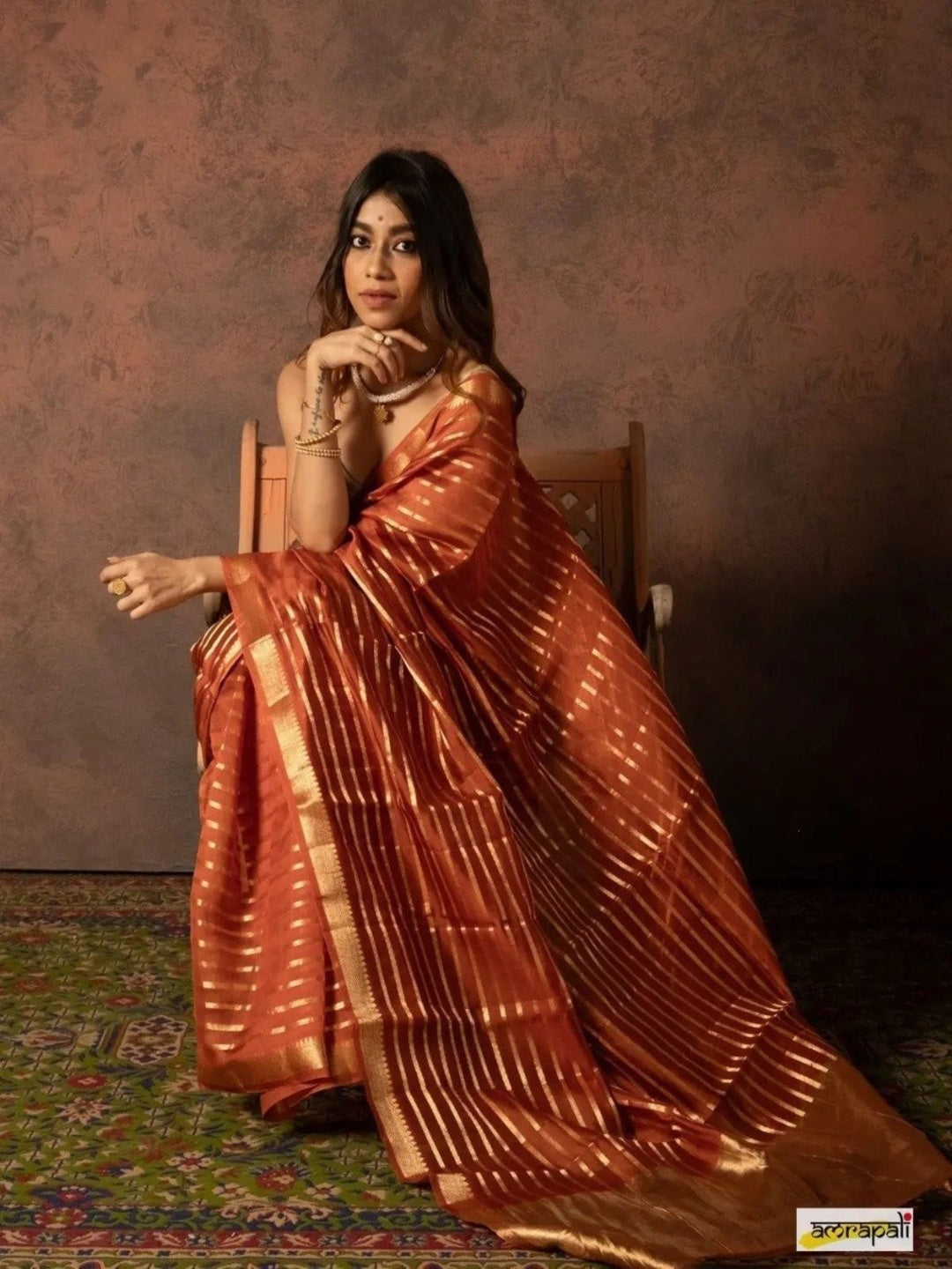 Cotton Silk Striped Zari Work Unstitched Blouse
