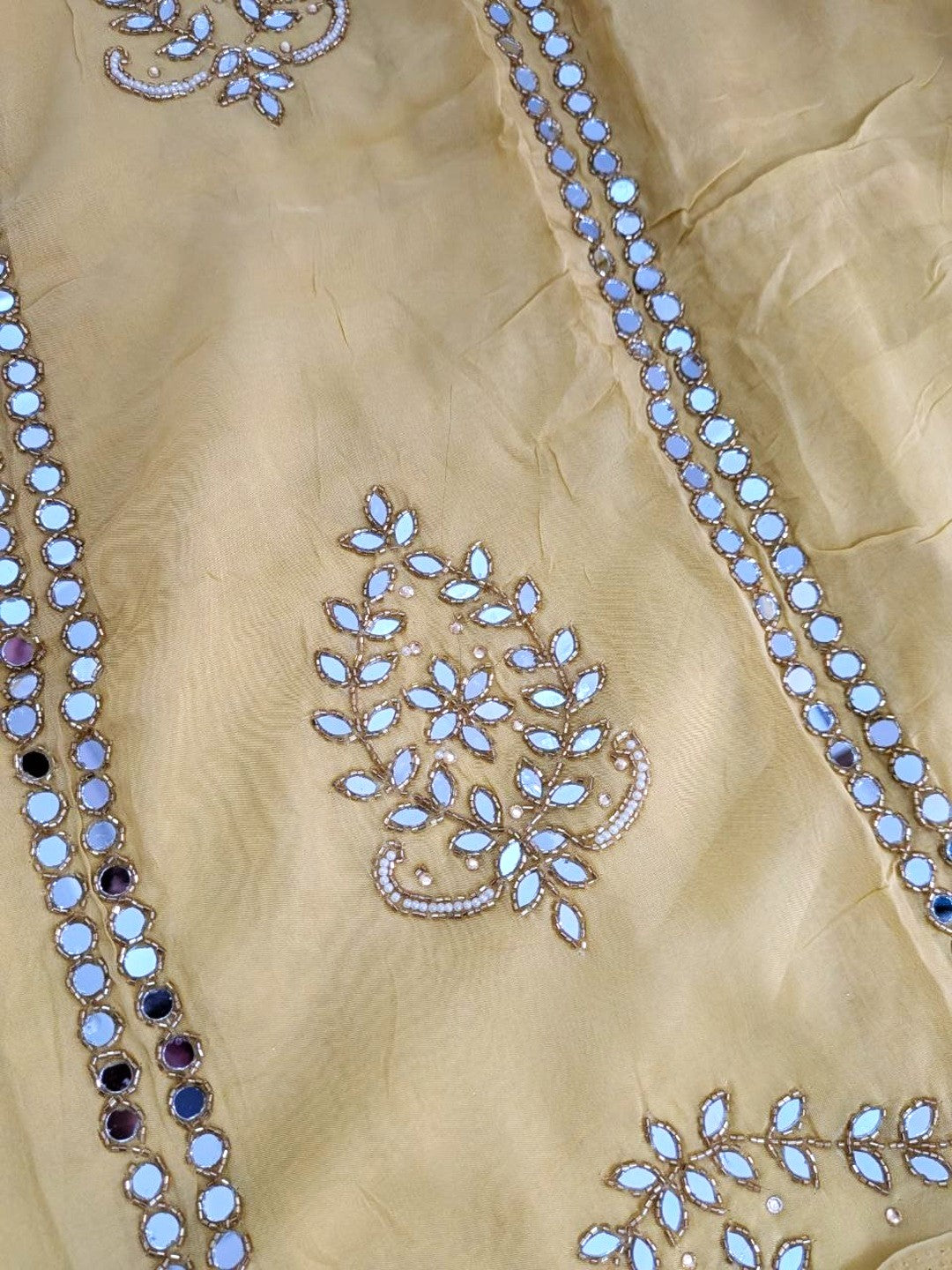 Muslin with Chiffon Dupatta Unstitched Suit Haldi Yellow Color