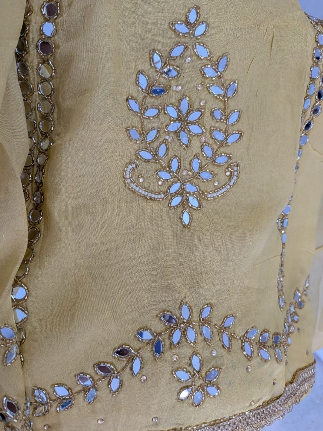 Muslin with Chiffon Dupatta Unstitched Suit Haldi Yellow Color