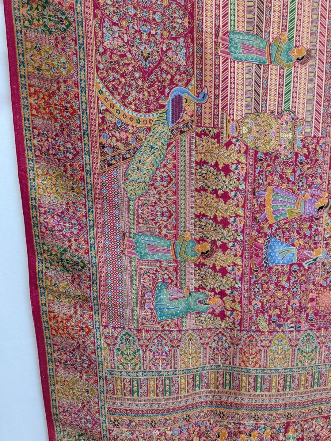 Silk Blend Rani Pink with Multicolor Saree for Wedding &amp; Festive Wear with Unstitched Blouse